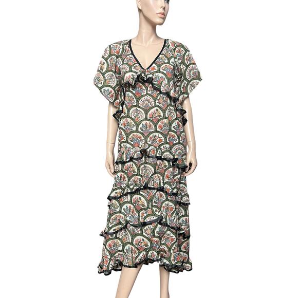 Rhode Resort Midi Dress Size XS 100% Cotton Made in India Short Sleeves Pullover - Picture 1 of 9